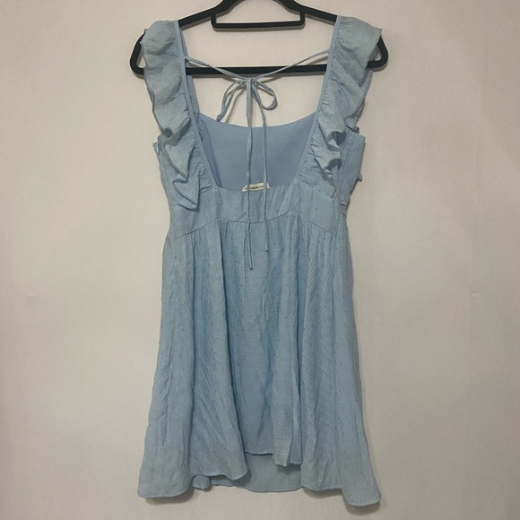 And The Why LIKE NEW baby blue ruffle strap pinafore feminine dress size S - Picture 3 of 3